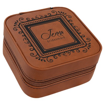 Leatherette Travel Jewelry Box with Tan Lining