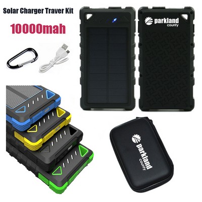 10000mAh Dual-USB Waterproof Solar Power Bank Traver Kit