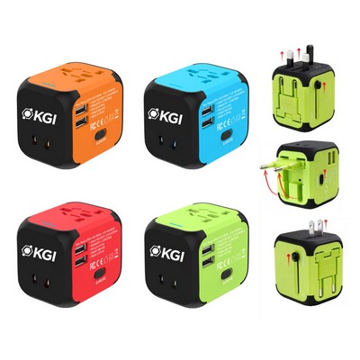 Dual USB Travel Adapter with US/EU/AUS/UK plugs