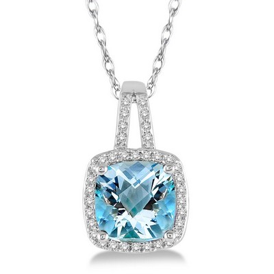 Jilco Inc Aquamarine & Diamond Necklace