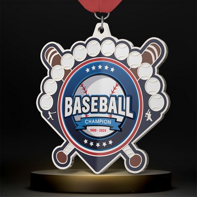 4" UV Printed Baseball Medals