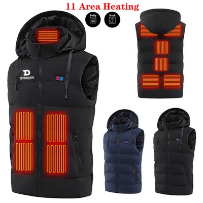 11 Area Heating Hooded Heated Vest For Men Women Usb Charging Heating Cloth