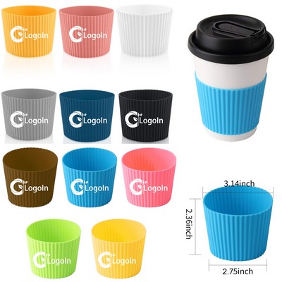 Heat-resistant Silicone Nonslip Coffee Cup Sleeve Reusable Glass Bottle Protector Cover