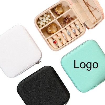 Mini Pu Leather Zipper Jewelry Storage Bag