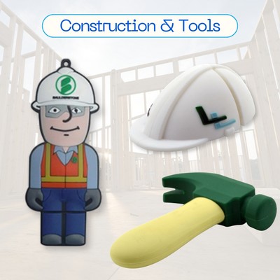 Custom Construction-Themed USB Drives 256MB-256GB