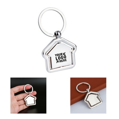 Metal Rotate House Shape Keychain