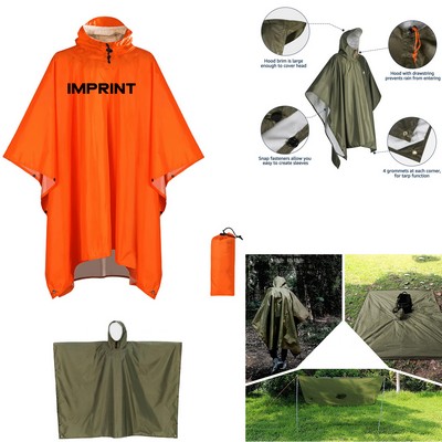 Multi-Function Polyester Reusable Rain Poncho With Grommet