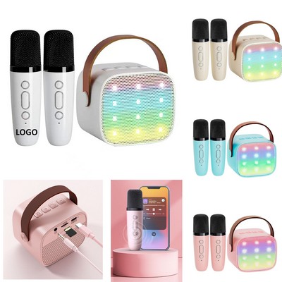 Portable Karaoke System with Dual Wireless Microphones