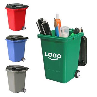 Mini Rolling Trash Can Pen Holder