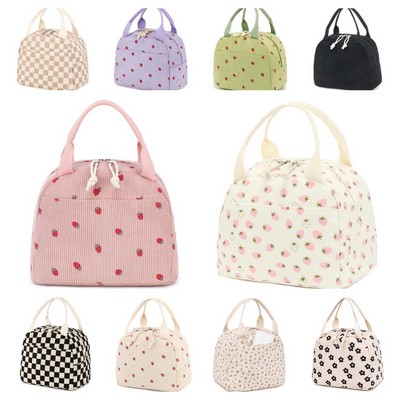 Corduroy Printed Handheld Lunch Tote Bag