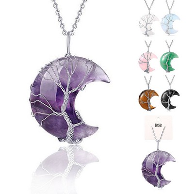 Moon Tree of Life Pendant Necklace
