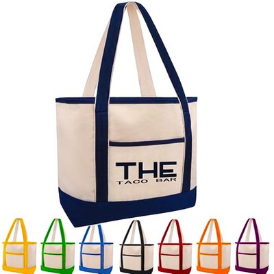 18" Large Cotton Canvas Tote Bag