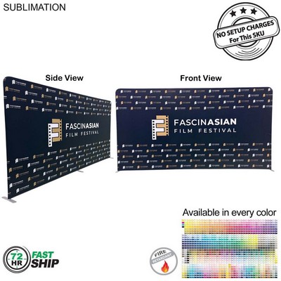 72Hr Fast Ship - 15'W x 8'H EuroFit Tension Fabric Straight Wall Display Kit, Double Sided Graphics