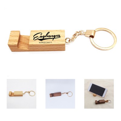 Wooden Phone Stand with Keychain