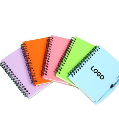 Custom Logo Spiral PVC Cover Notebook with Pen