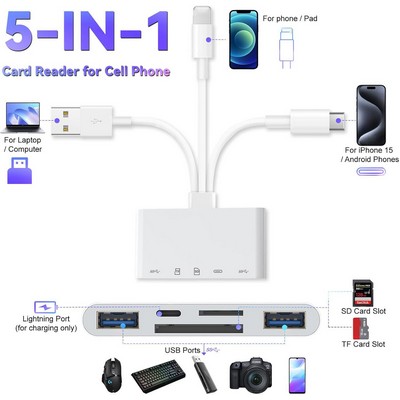 5-in-1 Memory Card Reader USB OTG Adapter & SD Card Reader