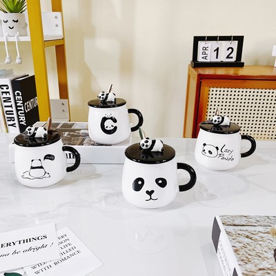 13 oz Panda Cute Ceramic Coffee Cup Set Milk Mug