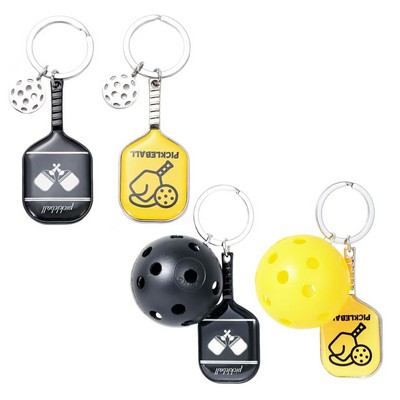 High-Simulation Pickleball Paddle Keychain Zinc Alloy Sports Series Key Ring 3D Realistic Pickle