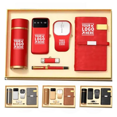 7-in-1 Red & Gold Premium Business Tech Gift Set