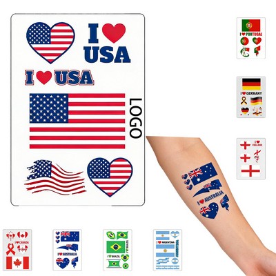 2026 World Cup National Flag Temporary Tattoos