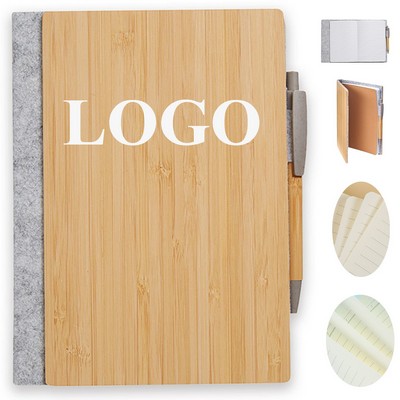 Bamboo Cover Notebook With Pen