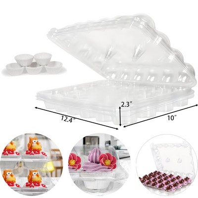 Clear High-Dome 24-Cavity Mini Cupcake Container