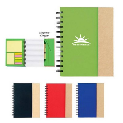 3" 1 Spiral Notebook with Sticky Notes And Flags Pen Set