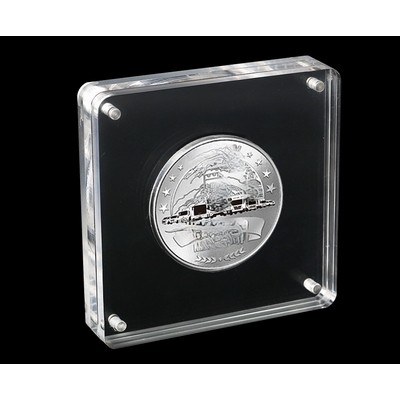 Promotional Challenge Coin with Branded Acrylic Display Stand