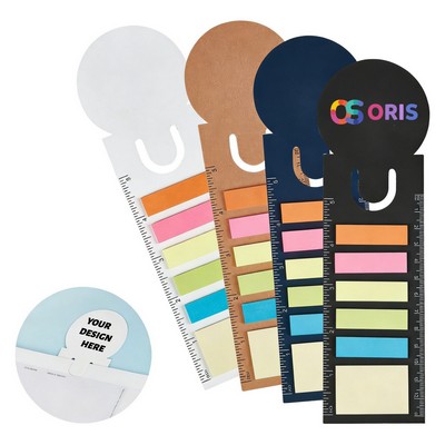 8" Ruler Bookmark with Colorful Sticky Note Tabs