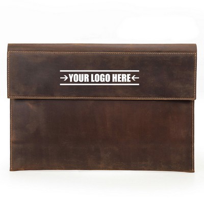 Crazy Horse Leather Magnetic Laptop Sleeve Case