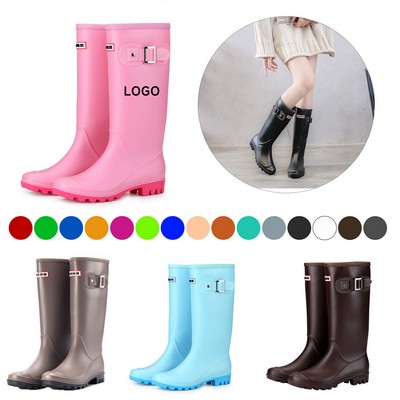 Women's Mid Calf Rain Boots Fashion Garden Shoes