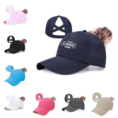 Quick-Dry Outdoor Mesh Ponytail Baseball Cap Sports Sun Hat