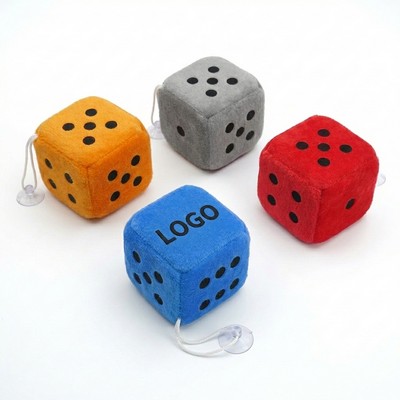 Fuzzy Dotted Dice Car Mirror Hanging Decoration