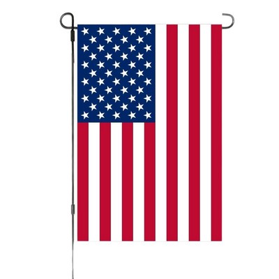 USA American Flag Garden Banner 12x18" Faux-Linen Burlap Yard Flag Double-Sided Patriotic