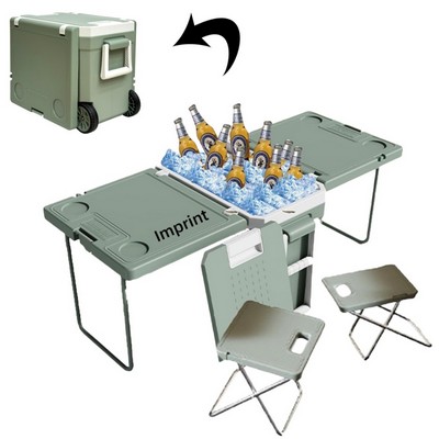 Rolling Cooler with Folding Table