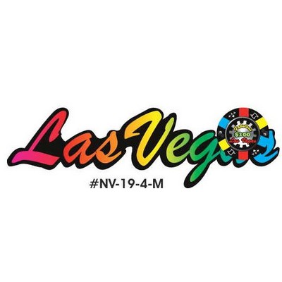 Las Vegas w/ Poker Chip Magnet w/ Full Magnet Back (4 Square Inch)