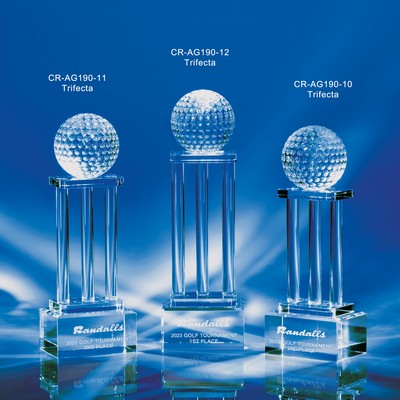Trifecta Crystal Golf Award 11"H