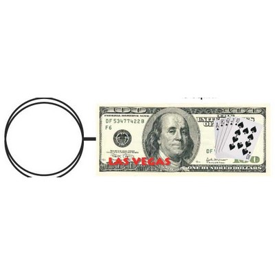Las Vegas Royal Flush $100 Key Chain w/Clear Mirror Back (8 Square Inch)
