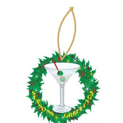 Martini Executive Wreath Ornament w/ Mirrored Back (8")