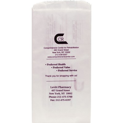 White Paper Pharmacy Bags (5"x2 1/2"x10 1/4")