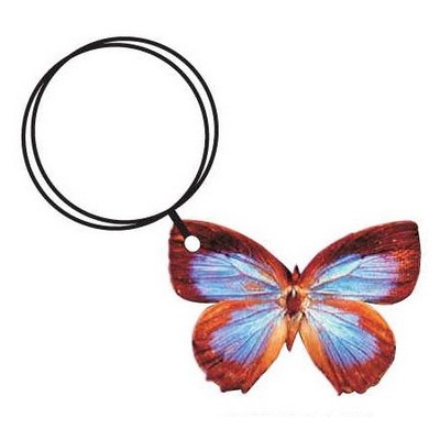 Blue & Brown Butterfly Key Chain w/Mirrored Back (3 Square Inch)