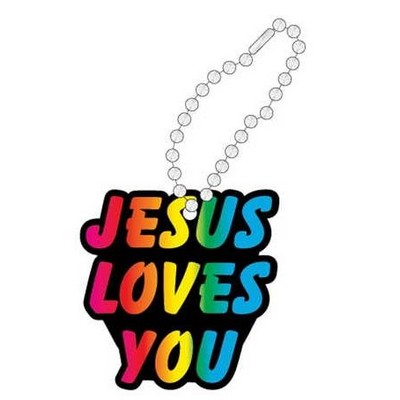 Jesus Loves You Promotional Key Chain w/ Black Back (12 Square Inch)