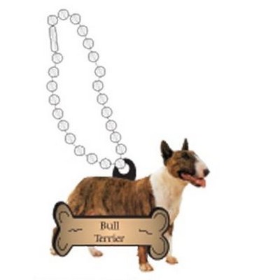Bull Terrier Dog Promotional Key Chain w/ Black Back (2 Square Inch)