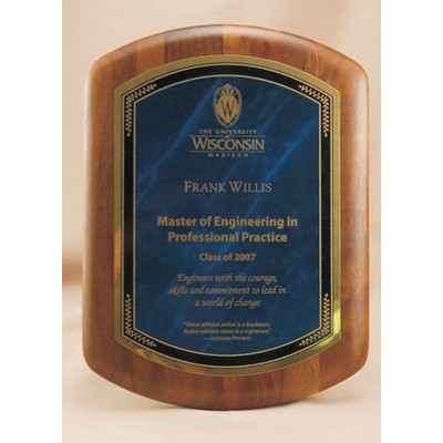 Rectangle Solid Walnut Wood Plaque w/ Curved Top & Bottom (8"x10")