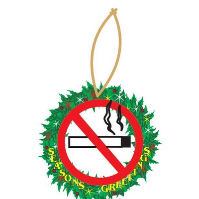 No Smoking Sign Promotional Wreath Ornament w/ Black Back (3 Square Inch)