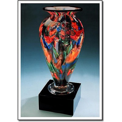 Autumn Splash Athena Art Glass Vase w/o Marble Base (4.5"x10")