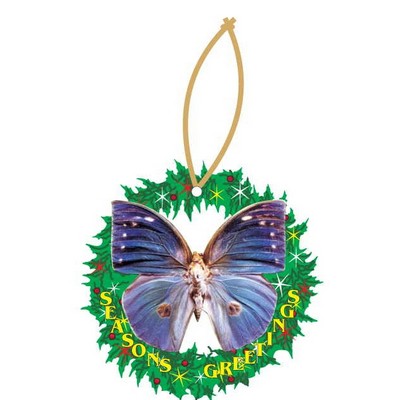 Blue Butterfly Promotional Wreath Ornament w/ Black Back (2 Square Inch)