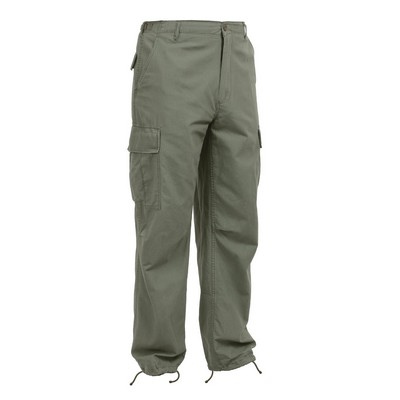 Vintage Vietnam Era Olive Drab 6-Pocket Military Fatigue Pants (3XL)