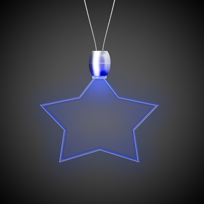 24" Blue Star Light-Up Pendant Necklace(Pad Printed)