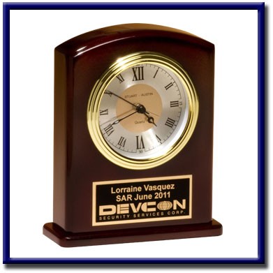 High Gloss Rosewood Finish Clock w/ Gold & Silver Dial (5 1/4"x6 3/4")